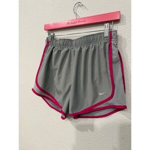 Nike Womens Dri-FIT Tempo Running Shorts Gray Pink Trim Size Medium